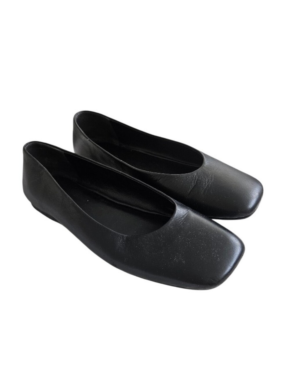 Vince Black Square-Toe Leather Ballet Flats
